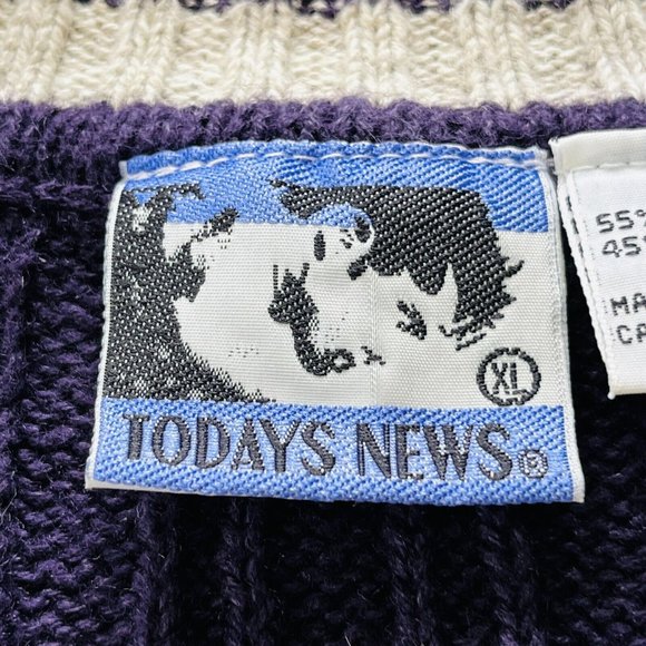 Vintage Today's News Men's Textured Pullover Ramie Cotton Sweater Size XL - Picture 7 of 10